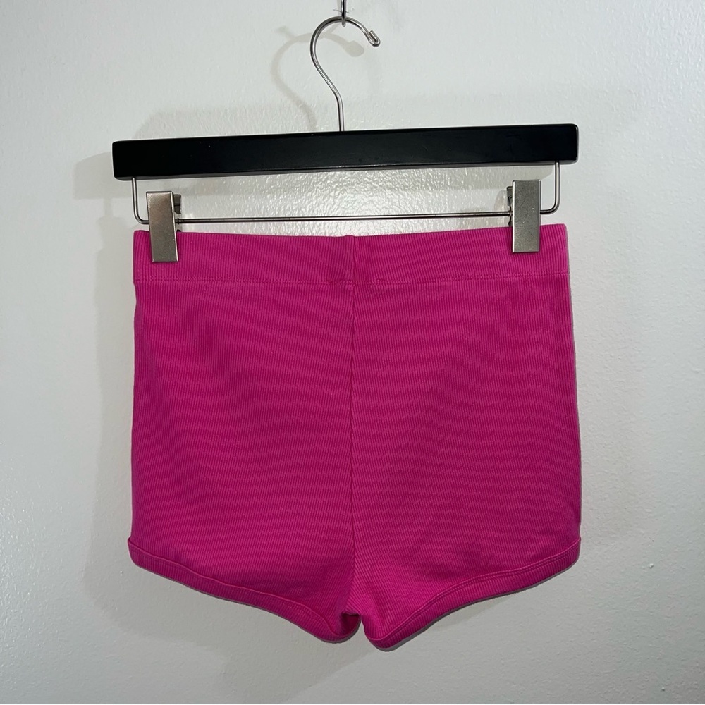 Zara pink high waisted cotton rib micro shorts size medium - Picture 4 of 5